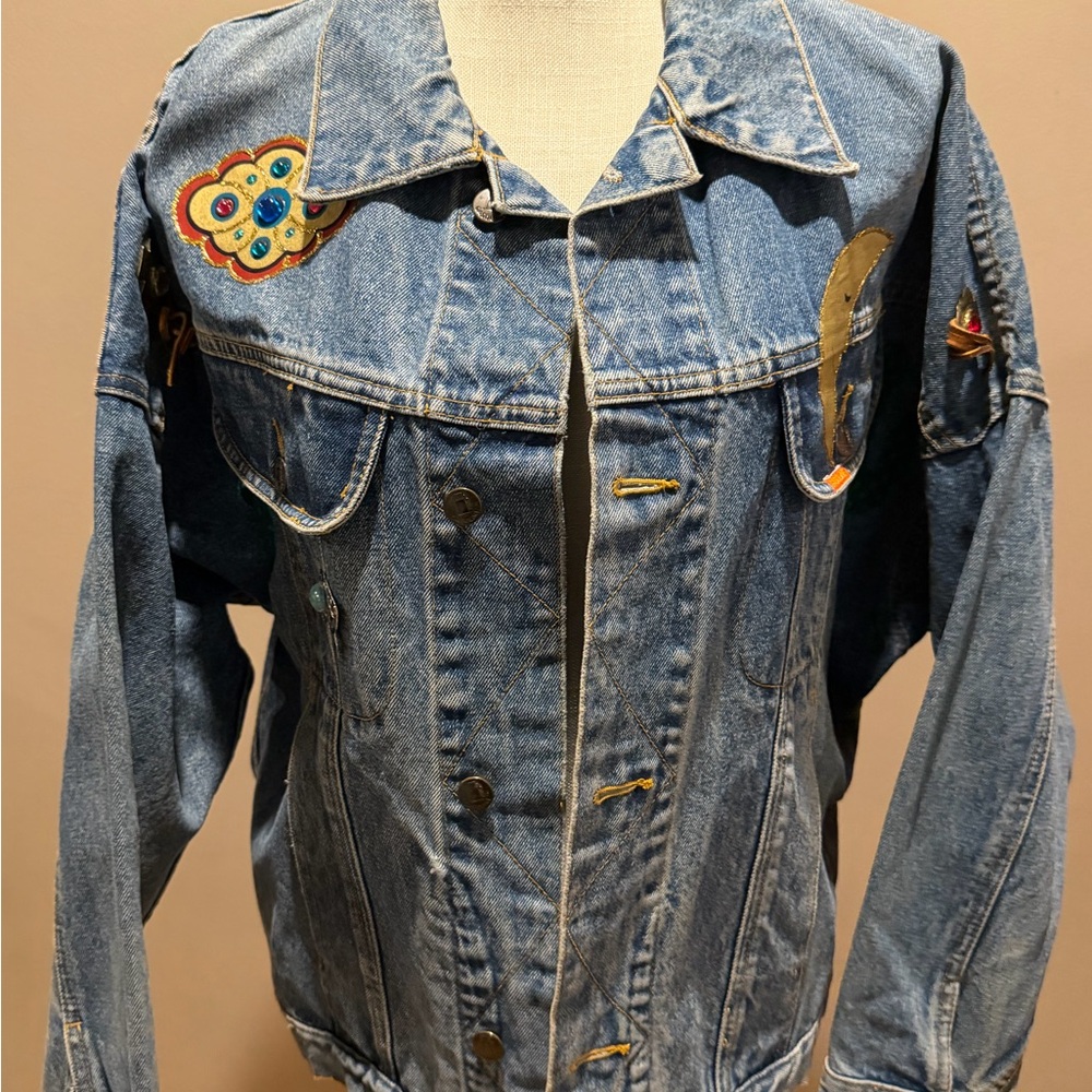 Vintage Gasoline denim jacket with colorful accents